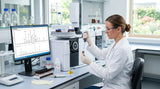 A laboratory setting showcasing GC-MS testing of essential oils, emphasizing the precision and analytical process.