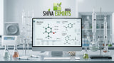 Clean molecular structures and chemical formulas displayed on a high-tech computer monitor in a fragrance research laboratory, shallow depth of field