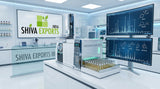 High-tech laboratory setup showing a gas chromatography-mass spectrometry instrument with glass vials and computerized mass spectrum readouts, clinical lighting, cleanroom aesthetics