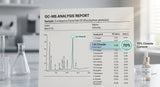 A close-up shot of a GC-MS analysis report for Eucalyptus Oil, highlighting the 70% cineole content.